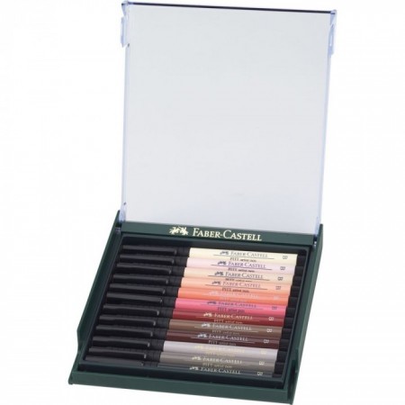 12-Pieces Pitt Artist Pen Set, Brush Tip, Skin Tones